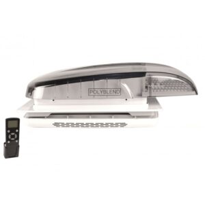 PLUS FAN 4.0 okno dachowe z wentylatorem i oświetleniem LED do kampera, 400X400mm transparentne